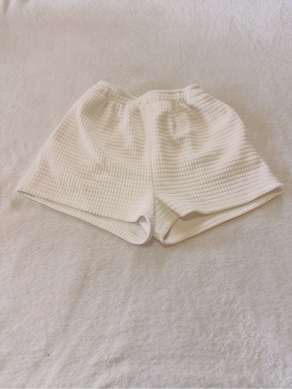 Princess Polly White Textured High Waist Lounge Shorts